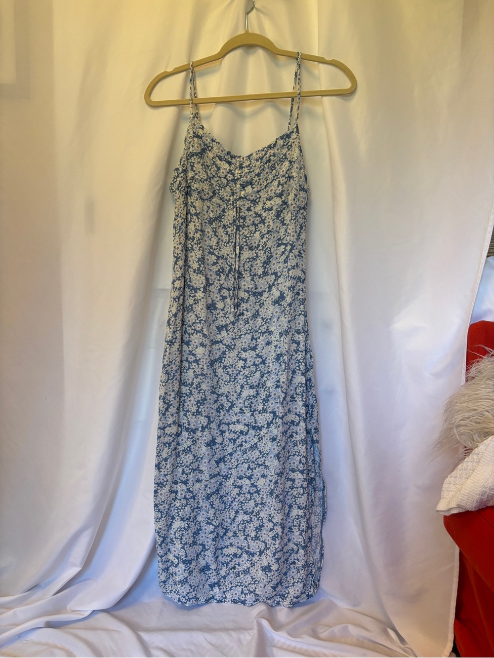 Stitch & Pine Blue M Floral Slip Dress with Spaghetti Straps
